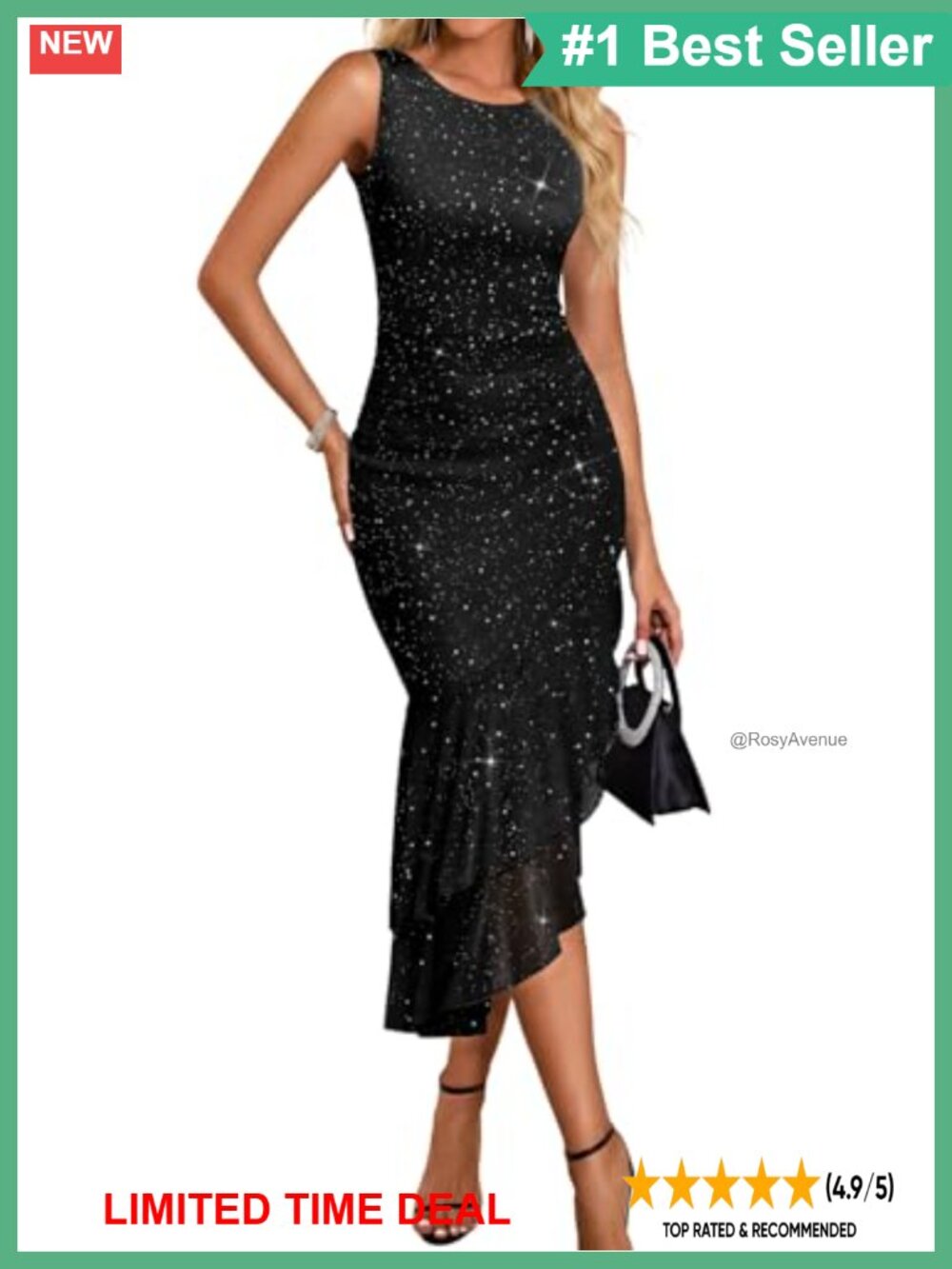 Sparkly Mesh Mermaid Maxi Dress Sleeveless Formal Cocktail Wedding Guest